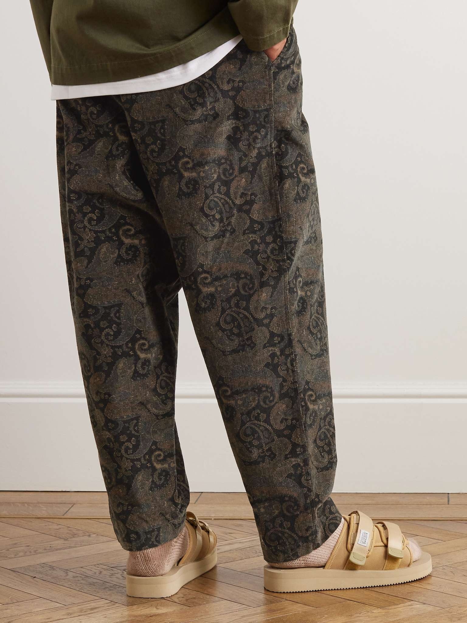 Tapered Paisley-Print Cotton-Corduroy Drawstring Trousers - 4