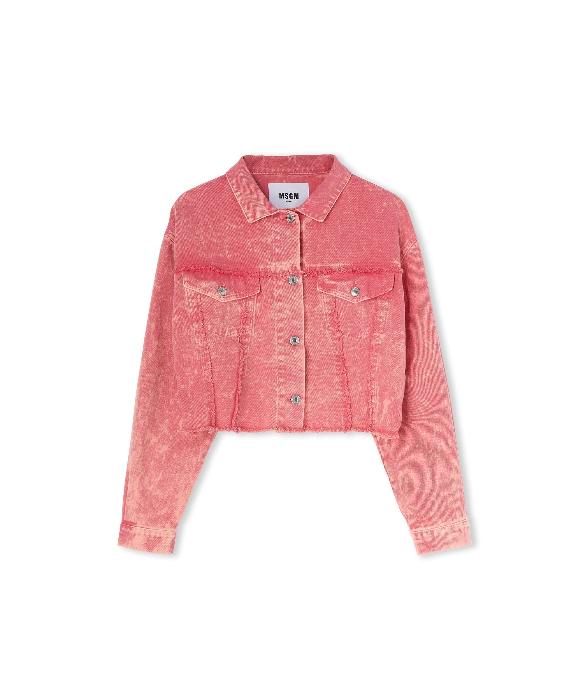 Denim crop jacket with "marble bull" processing - 3