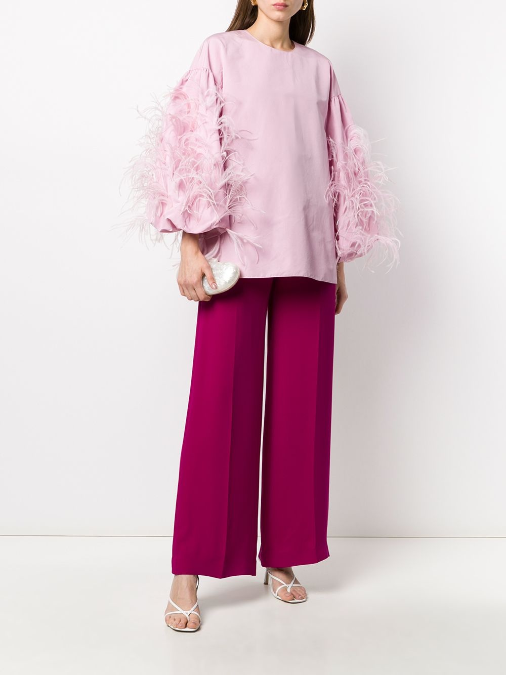 feathered sleeve top - 2