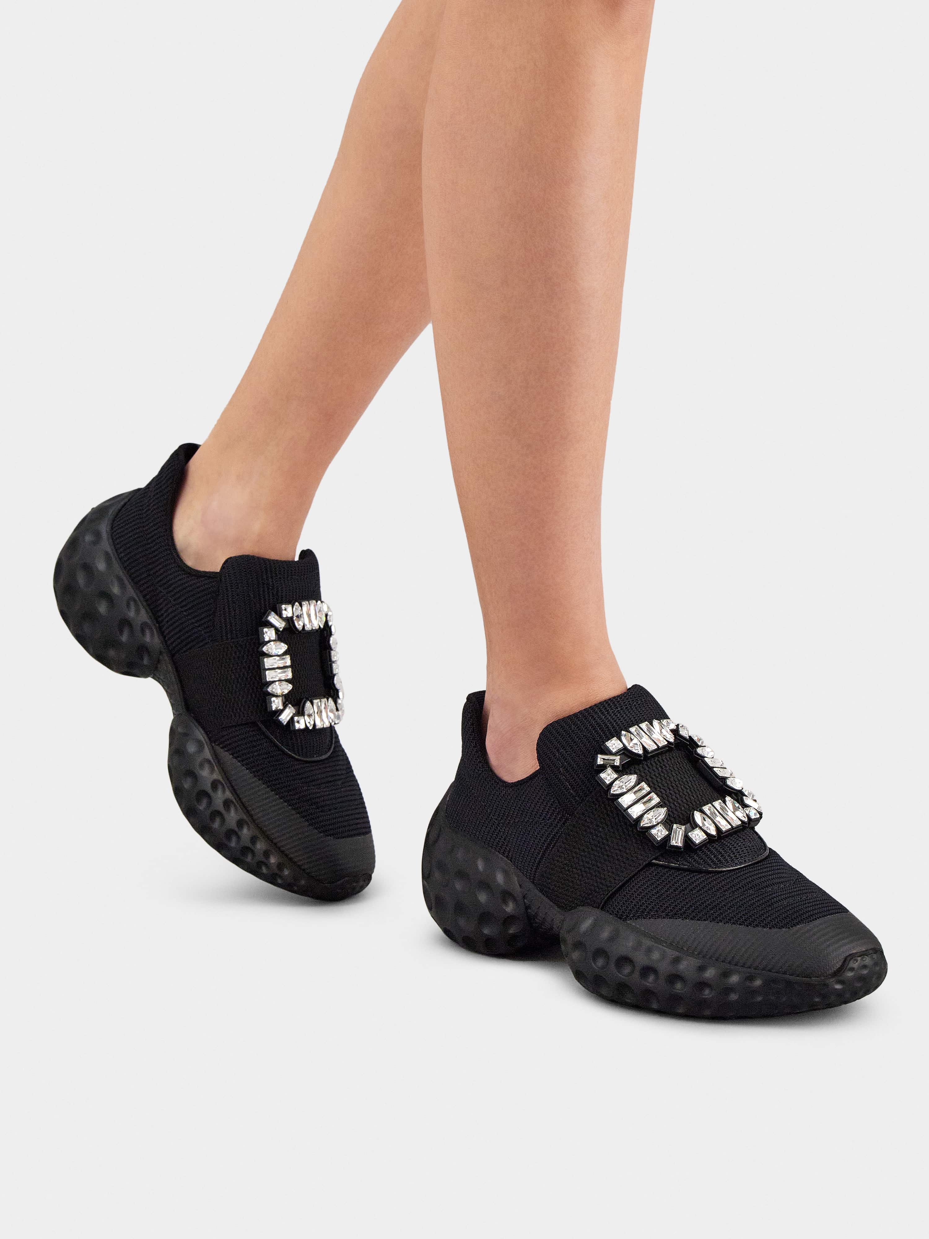 Roger Vivier Viv' Run Light Strass Buckle Sneakers in