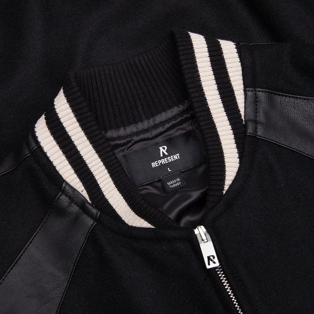 RAGLAN VARSITY JACKET - BLACK - 3