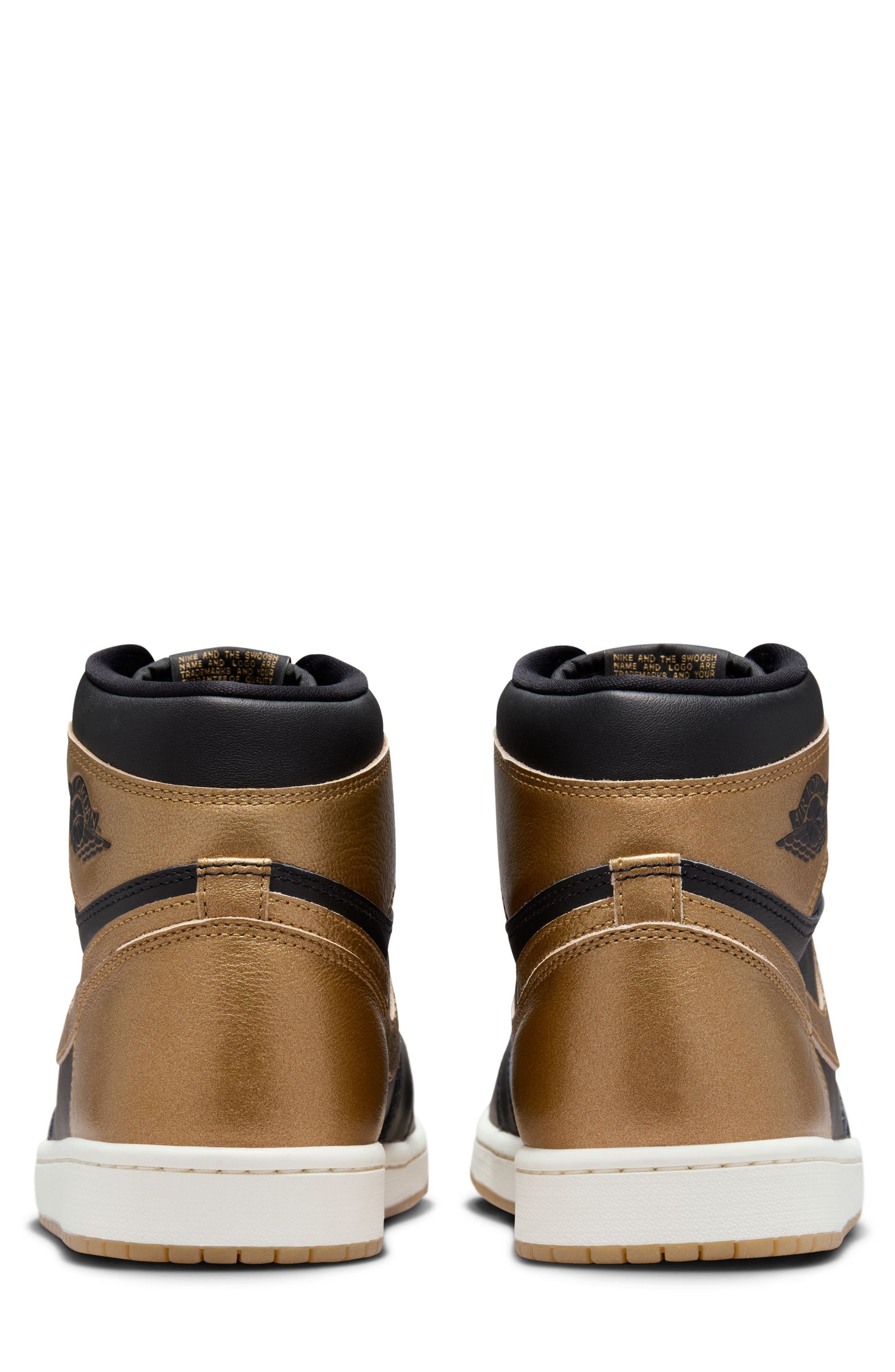 Air Jordan 1 Retro High Top Basketball Sneaker in Black/Metallic Gold/Sail at Nordstrom - 6