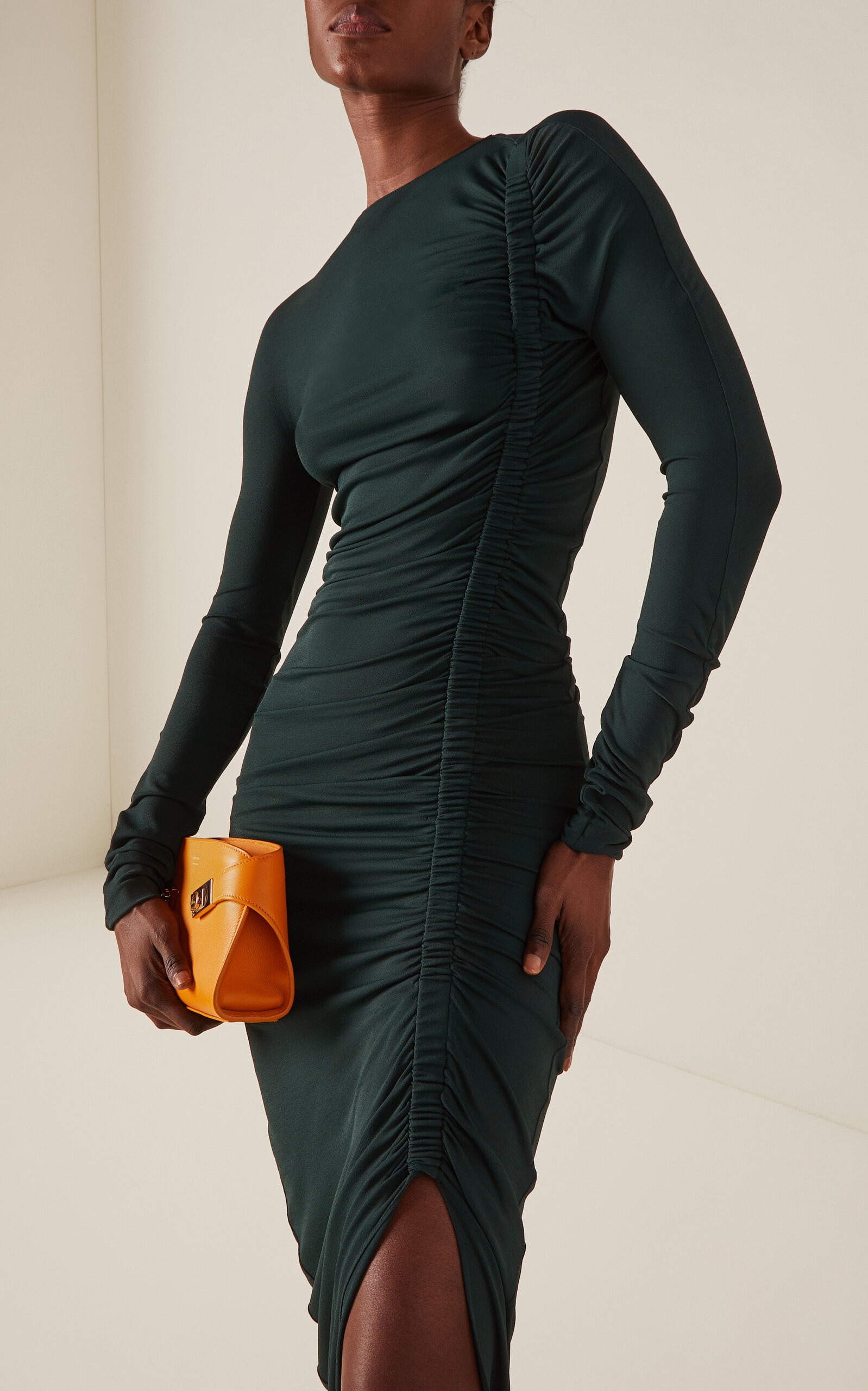 Ruched Jersey-Knit Midi Dress green - 3