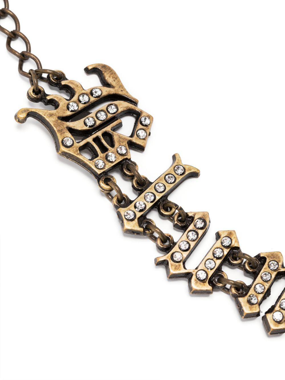 crystal-embellished logo necklace - 3