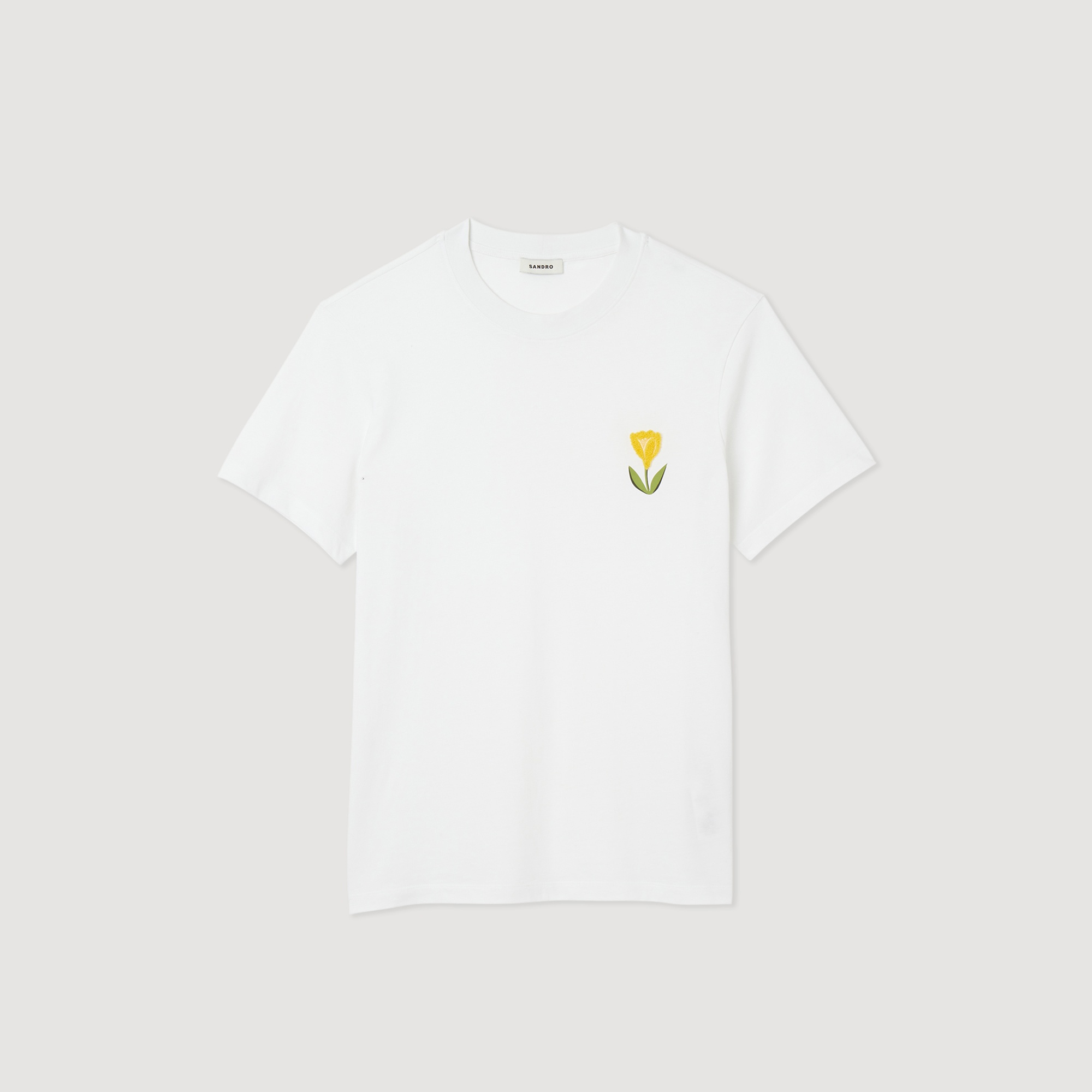 Cotton T-shirt with tulip embroidery - 1