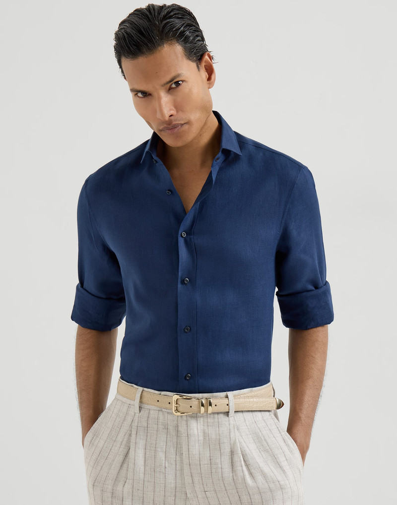 Linen easy fit shirt with spread collar 2
