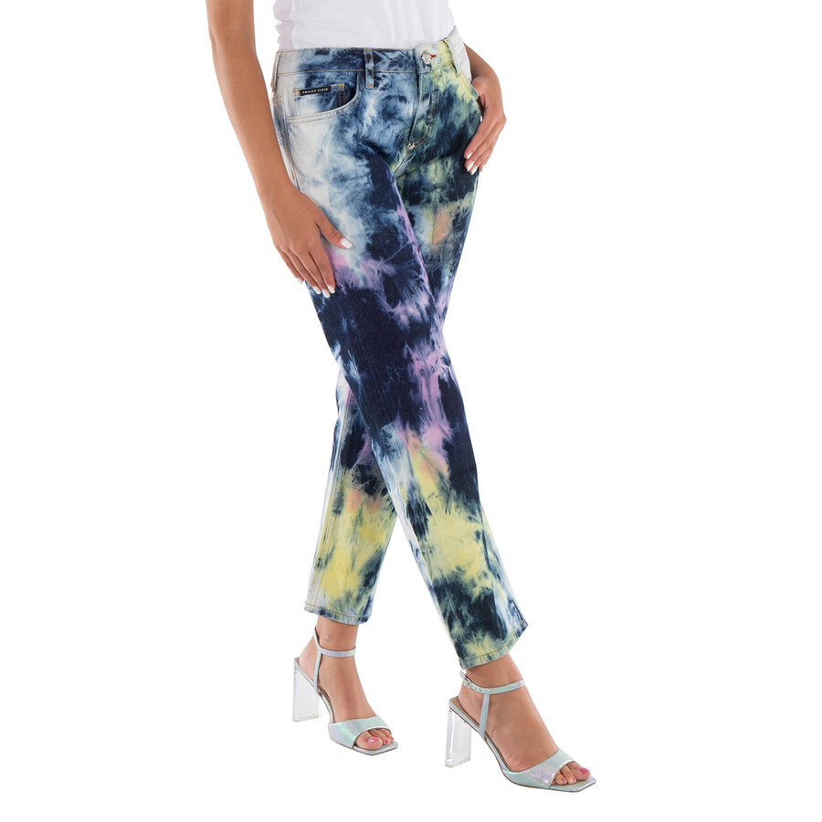 Philipp Plein Tie Dye Bleached Boyfriend Denim Jeans - 4