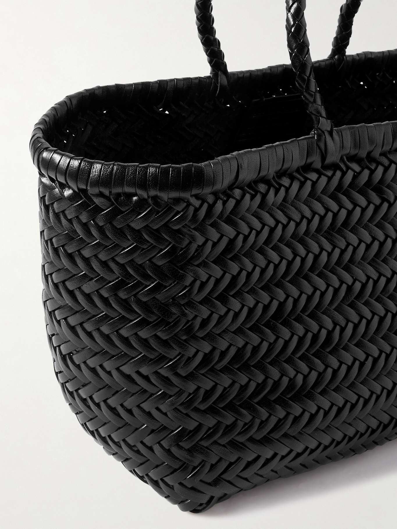 Bamboo Triple Jump small woven leather tote Black - 4