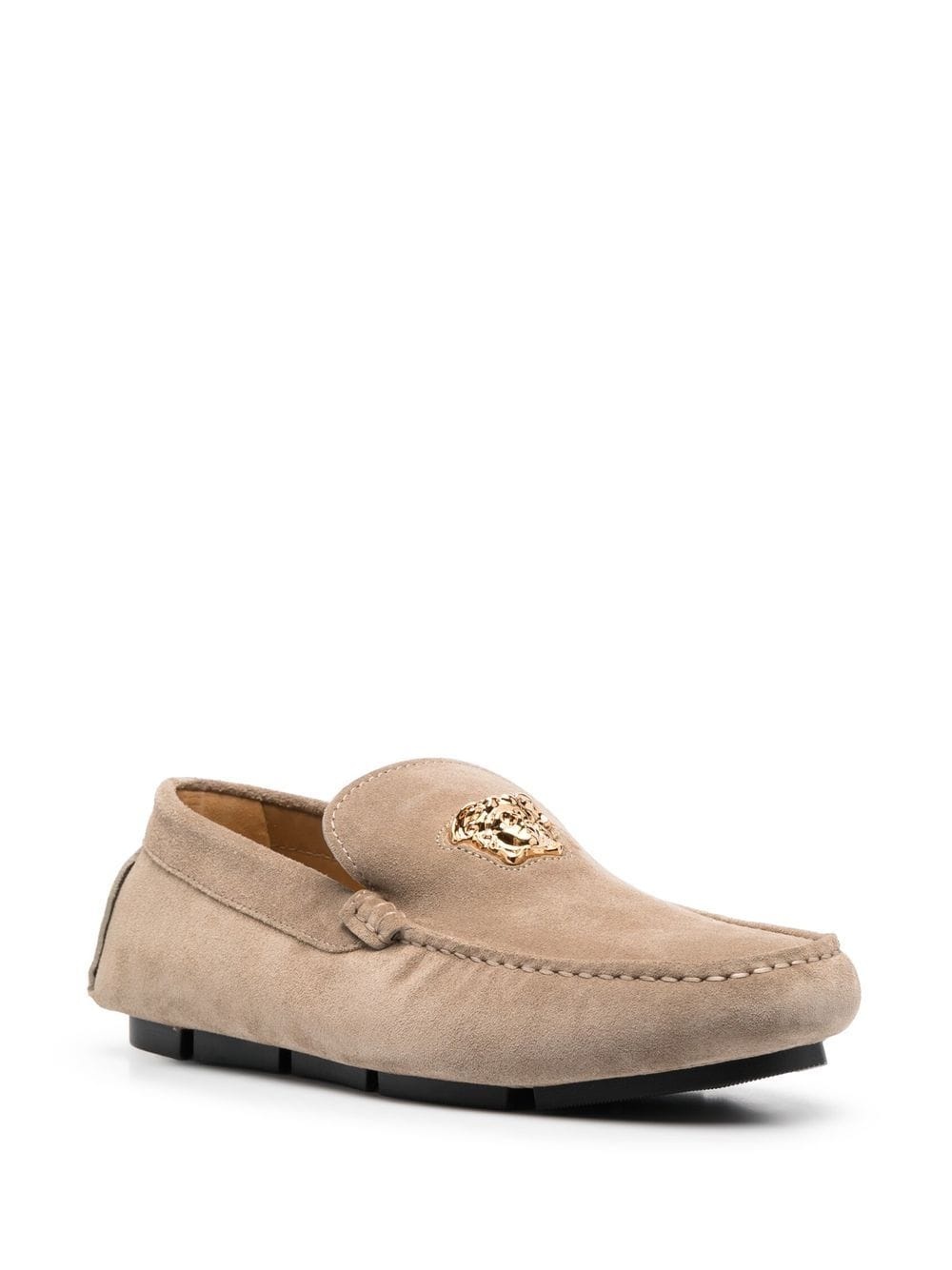 Medusa-motif leather loafers - 4