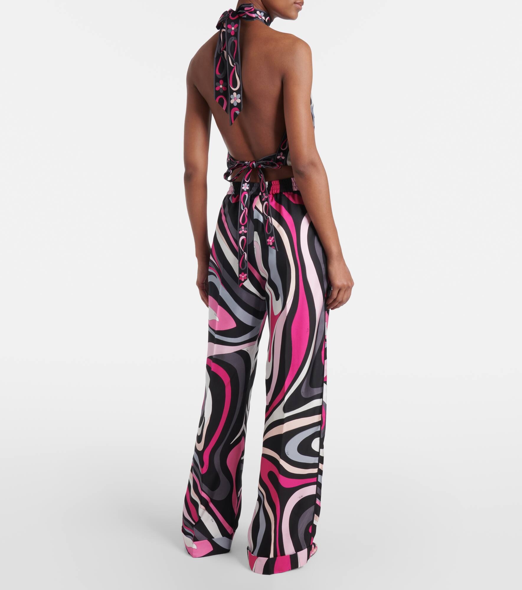 Marmo silk twill straight pants - 3