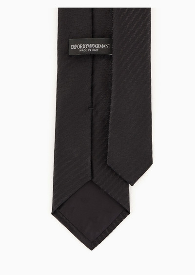 EMPORIO ARMANI Pure silk tie with jacquard micro-motif outlook