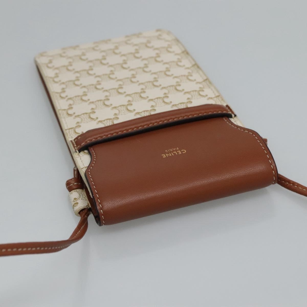 CELINE Triomphe Phone Holder Shoulder Bag Pvc White - 6