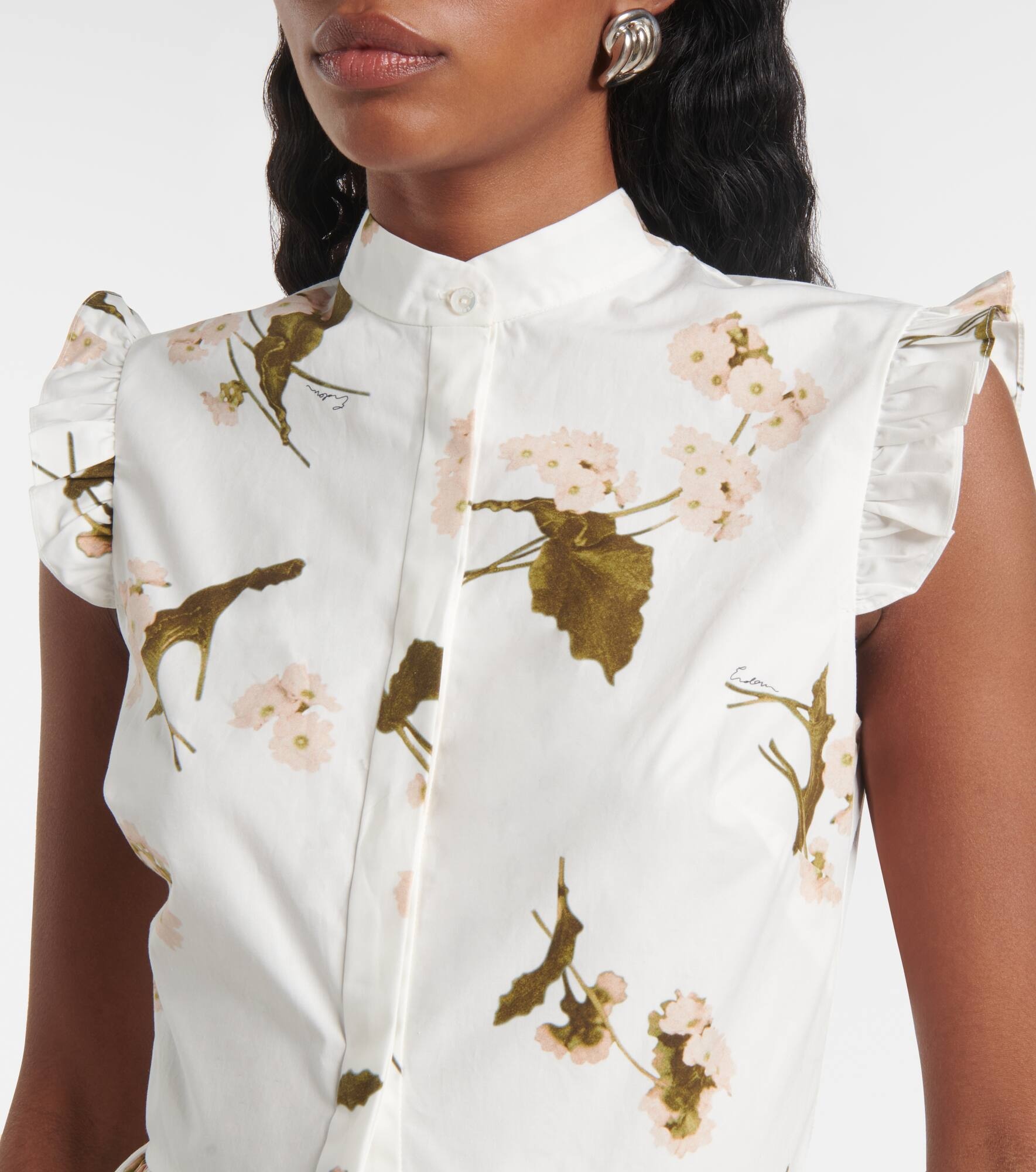 Floral cotton poplin midi dress - 4