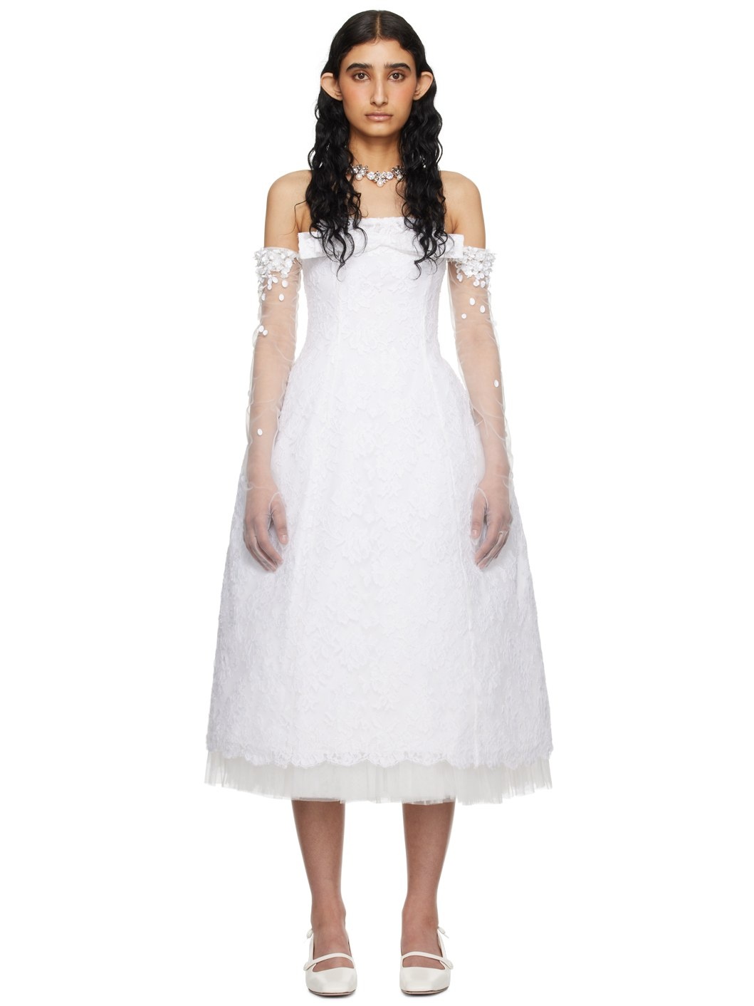 SSENSE Exclusive White Layered Midi Dress - 1