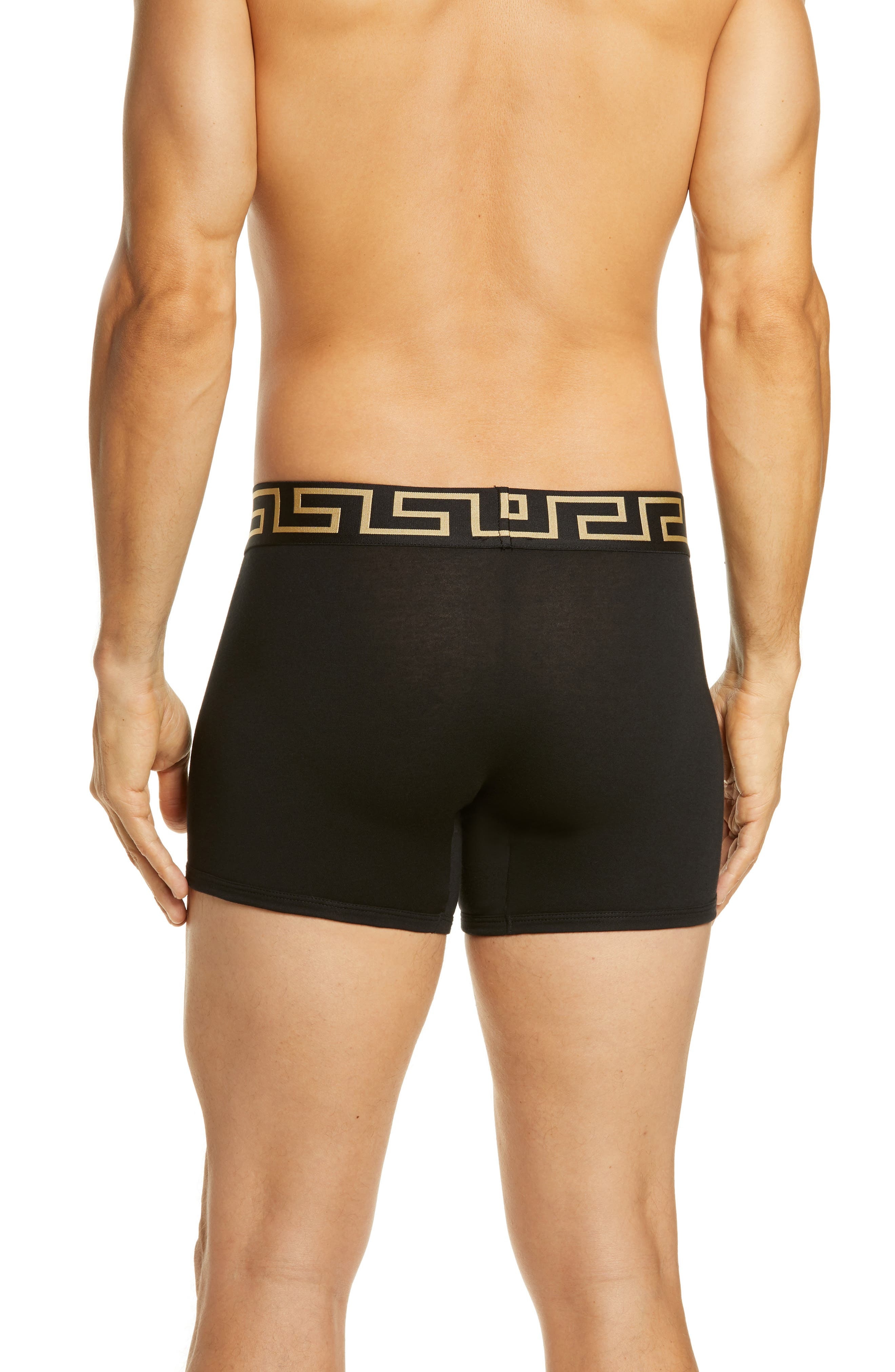 Versace Long Stretch Cotton Trunks in Black/Gold at Nordstrom - 2