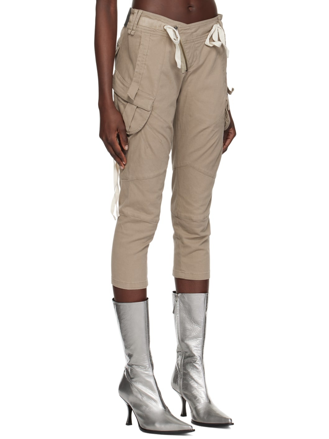 Taupe Cropped Trousers - 2