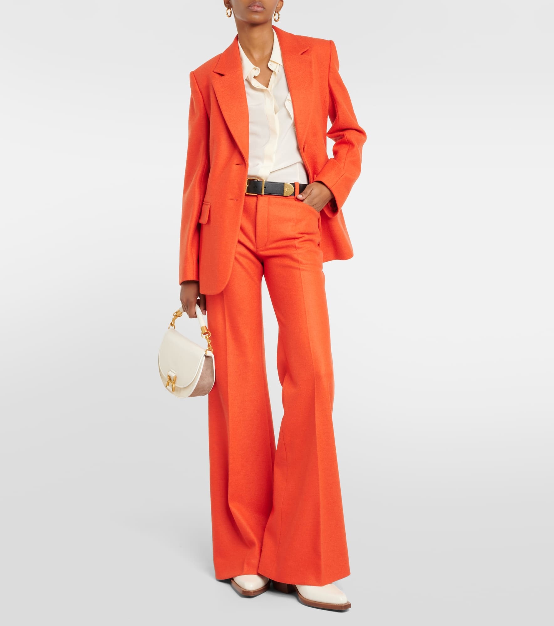 Felted wool and cashmere jersey flared pants - 2