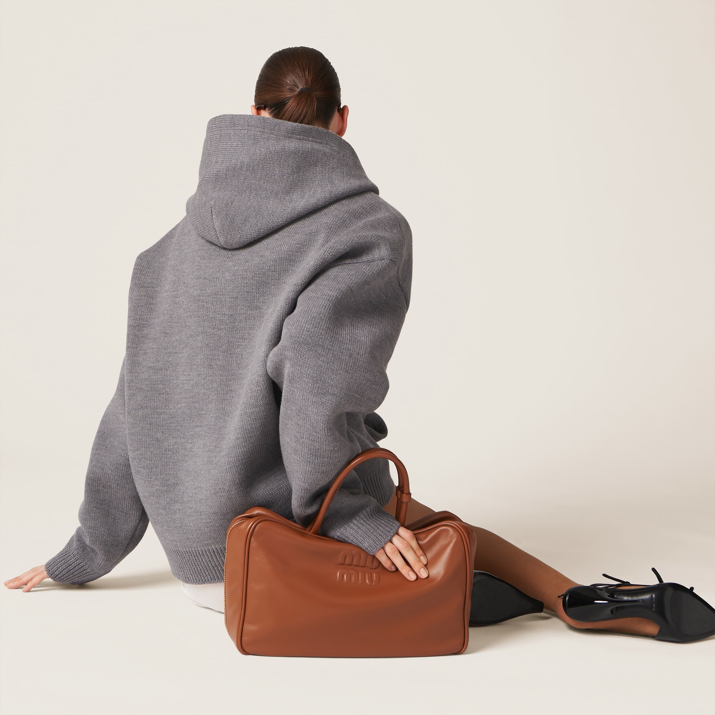 Wool and nylon knit hoodie - 3