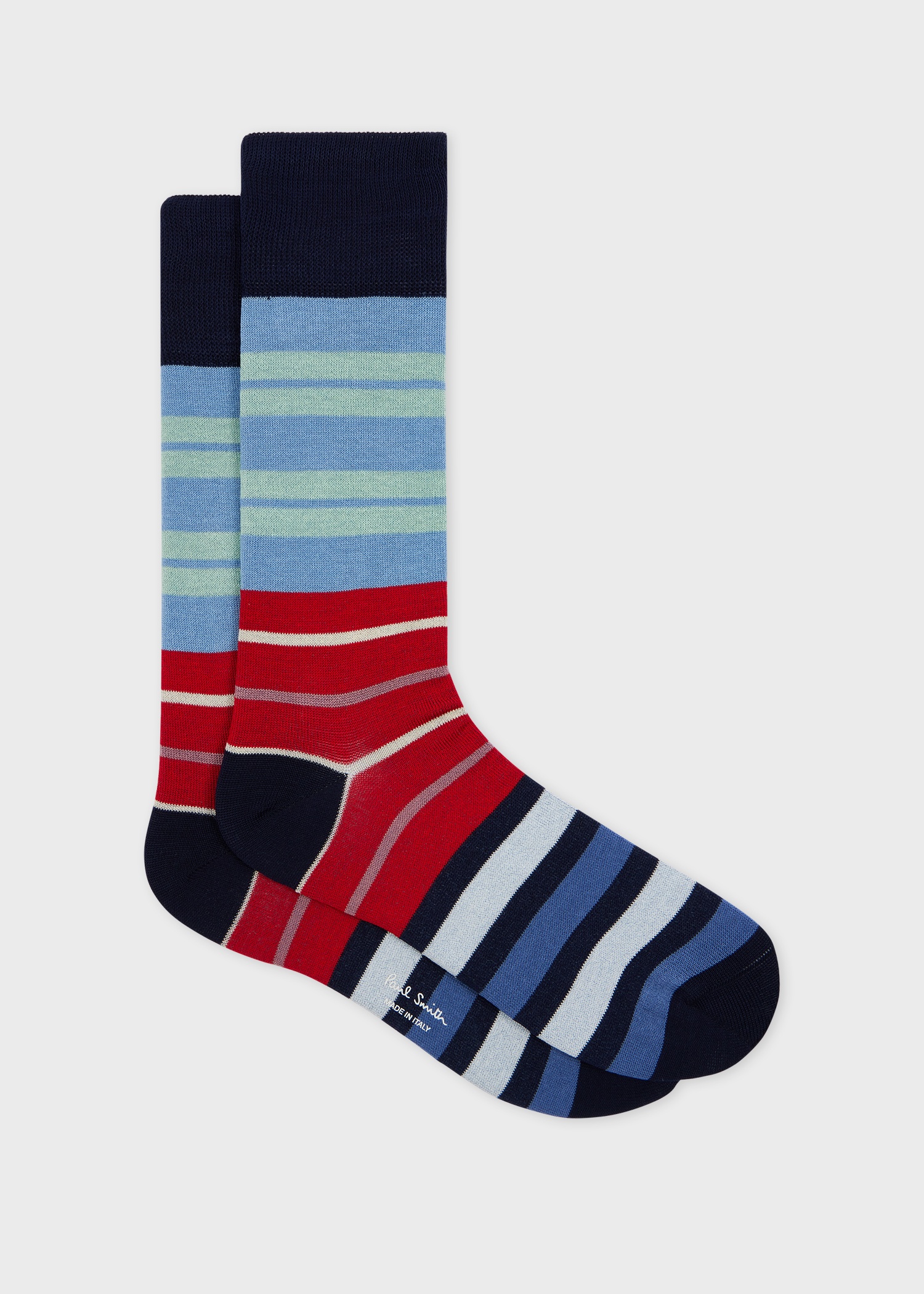 Navy Mixed Block Stripe Socks - 1