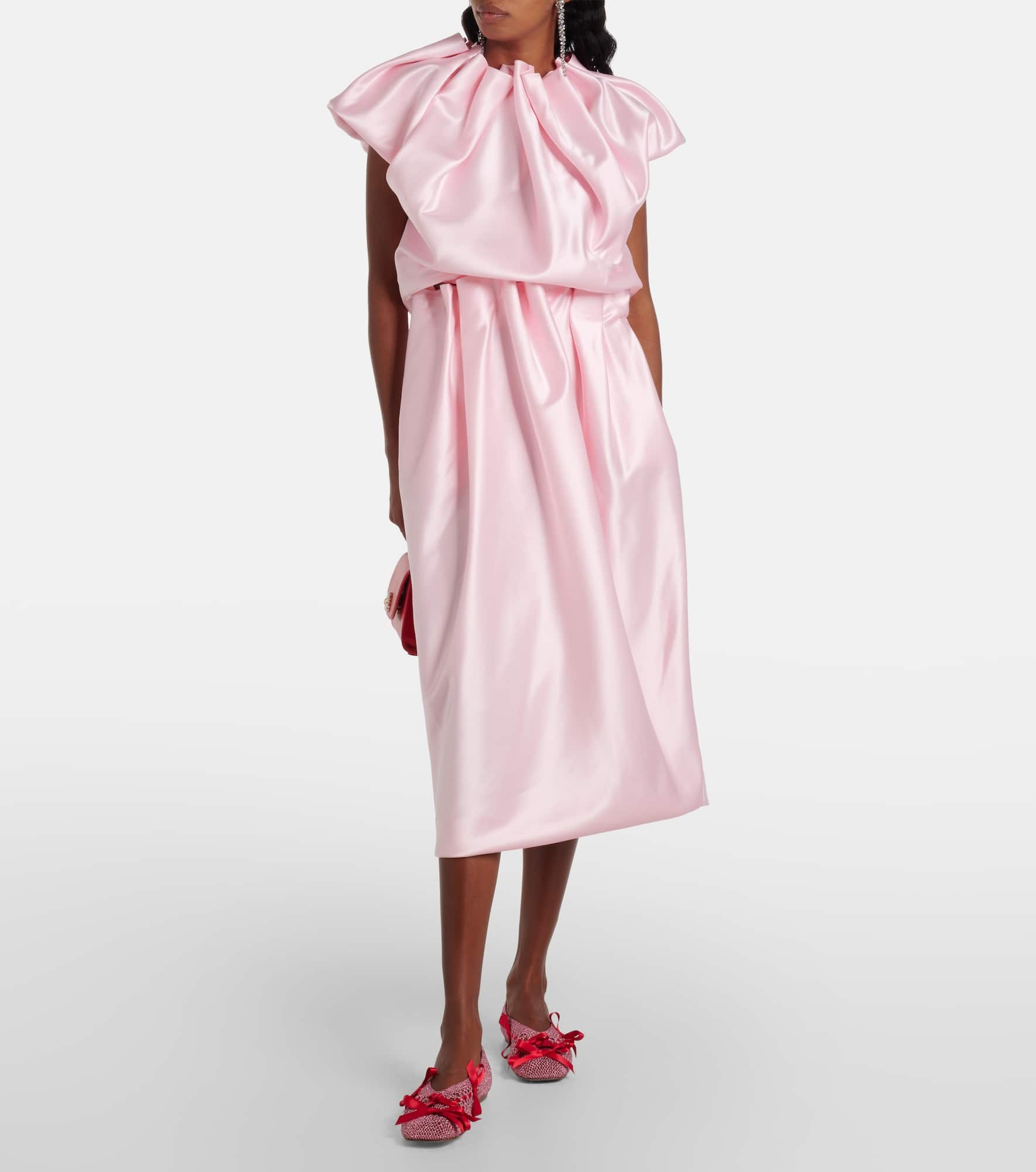 Draped satin midi skirt - 2