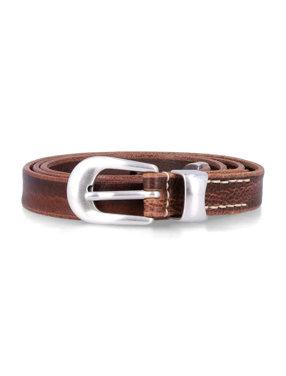 Our Legacy Brown Leather Belt With Metal Buckle - 1