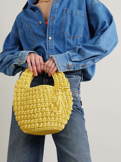 JW Anderson Popcorn Basket leather-trimmed crocheted waxed-cotton tote outlook