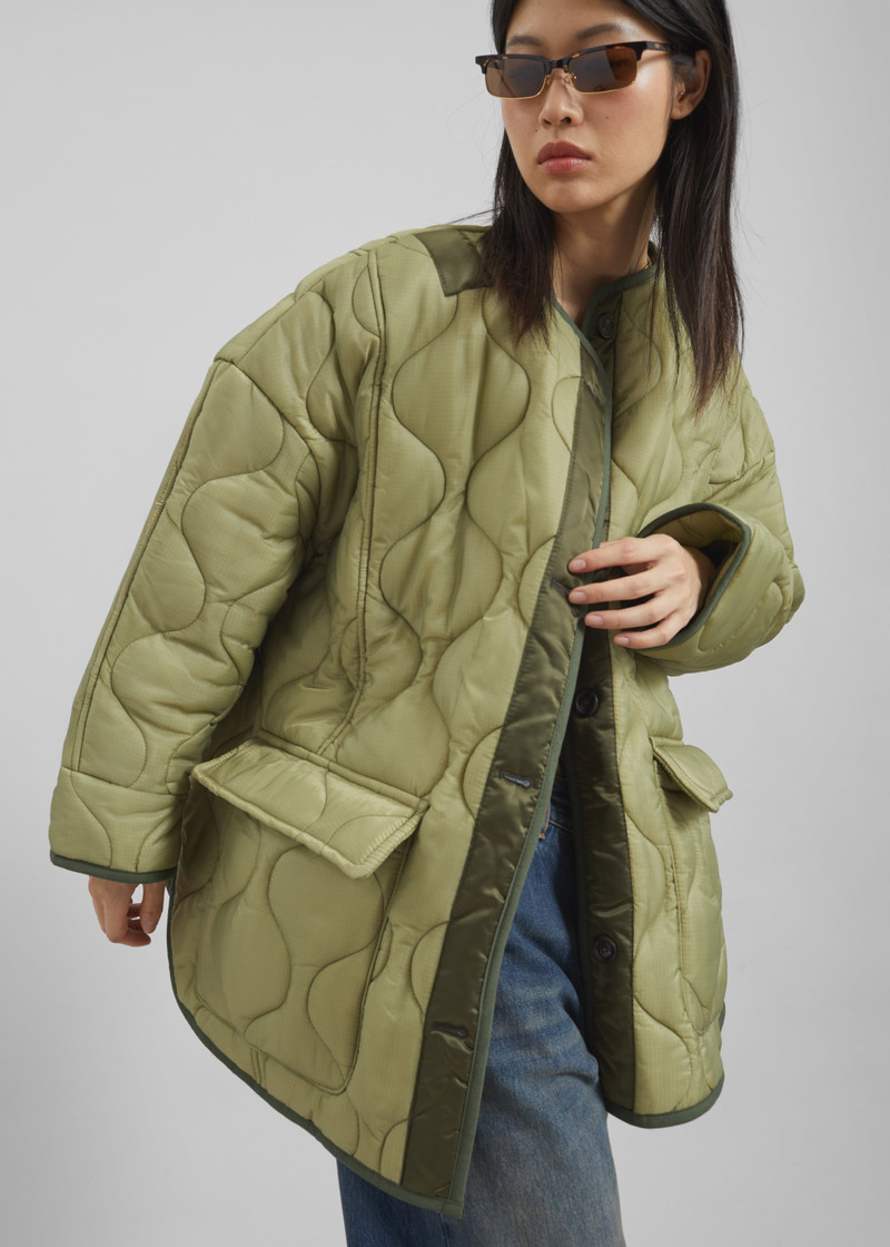 Teddy Quilted Jacket - Moss Green 10