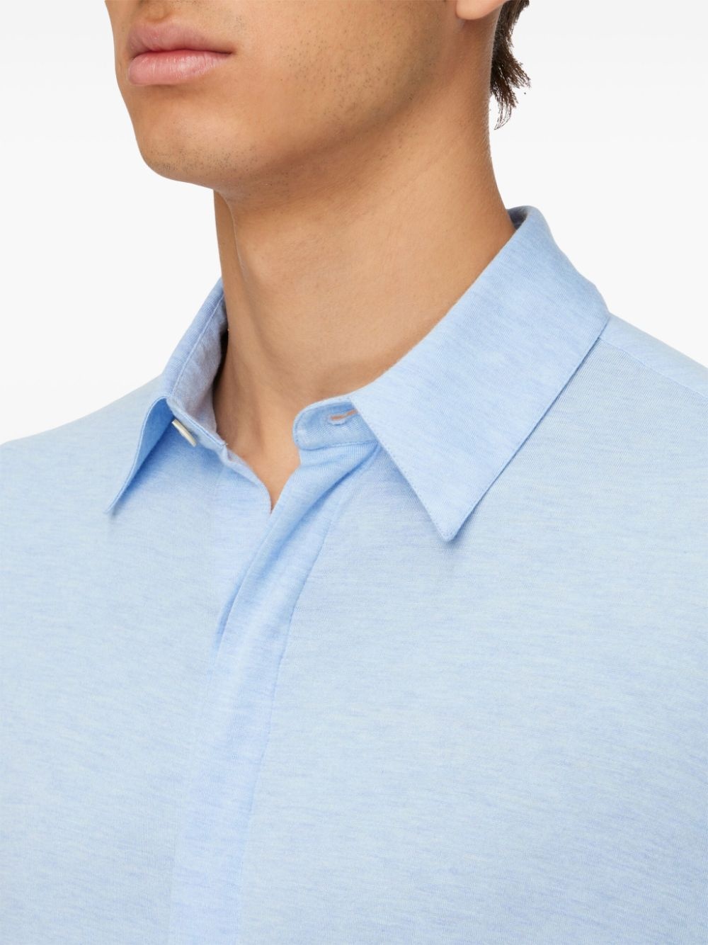 logo-embroidery stretch-jersey shirt - 5