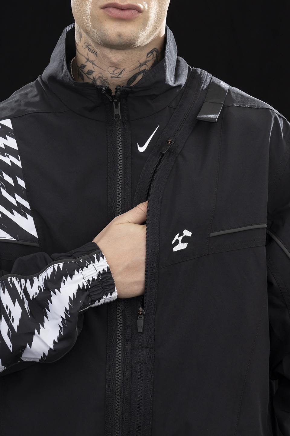 GGG-J2-011 Nike® Acronym® Track Jacket Woven Black/Black/White/Black - 12