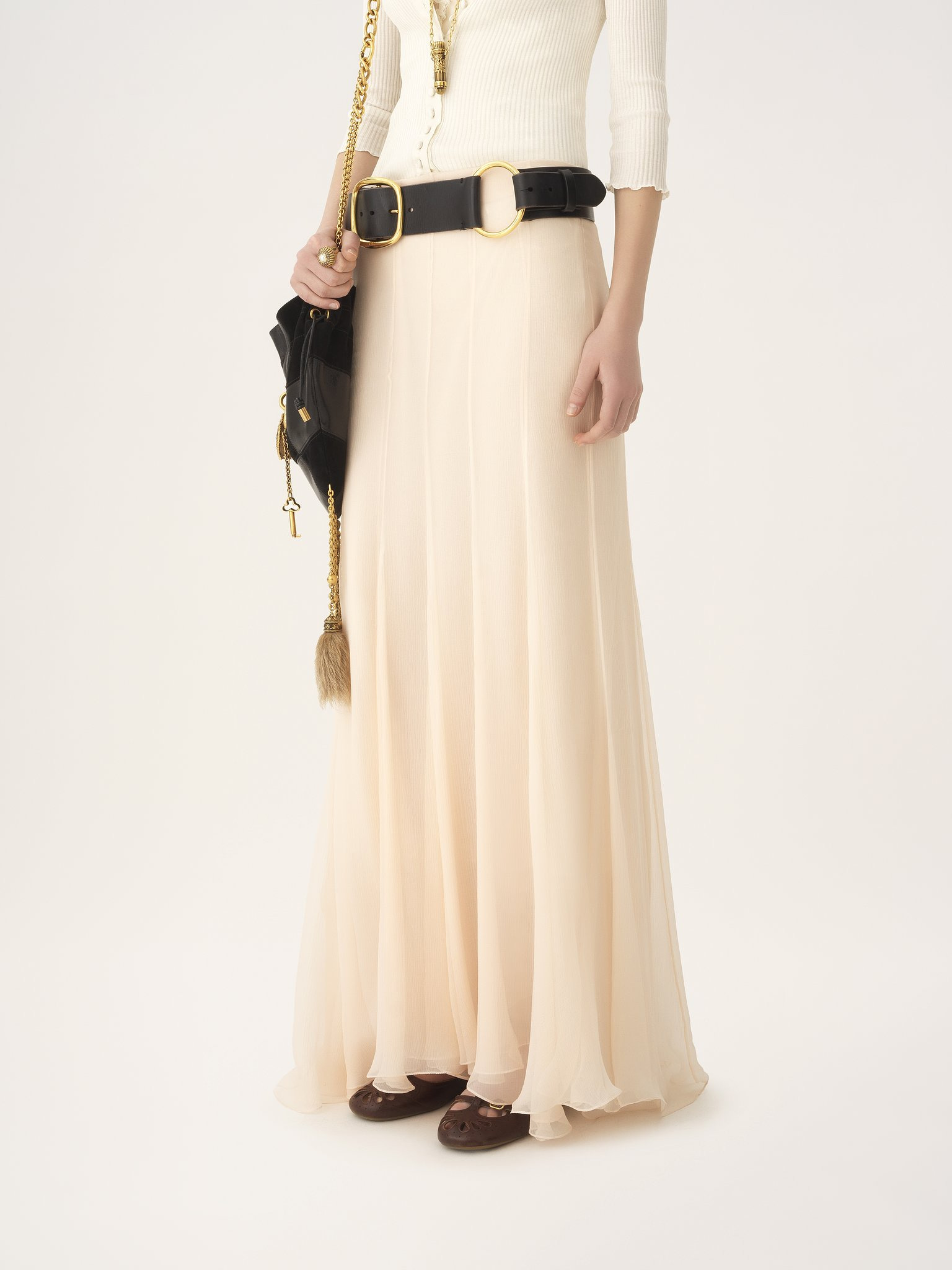 FLUID MAXI SKIRT IN SILK MOUSSELINE - 4