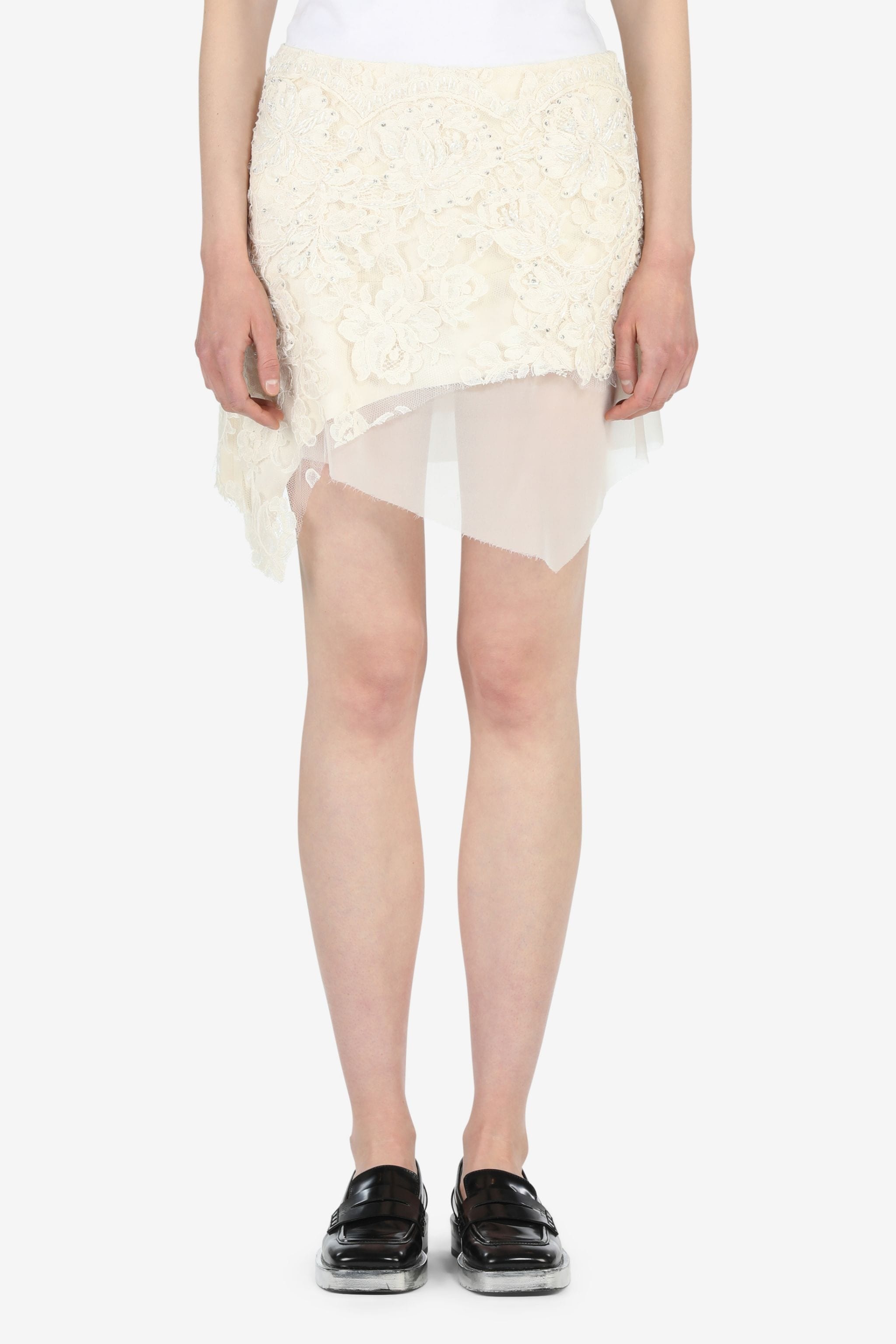 CRYSTAL-EMBELLISHED LACE SKIRT - 1