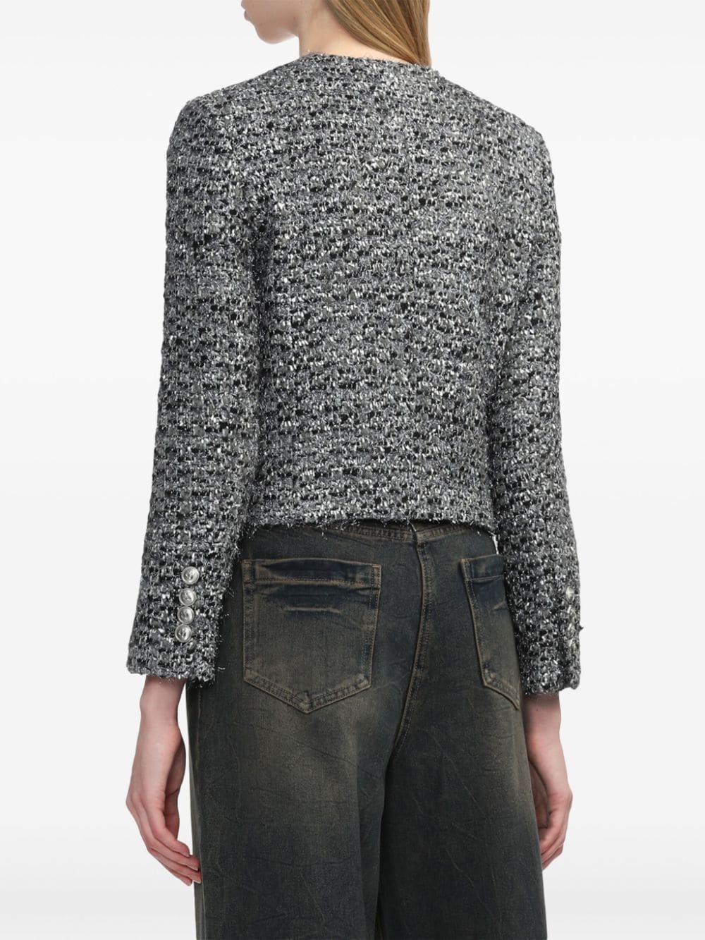 round-neck cropped jacket - 4