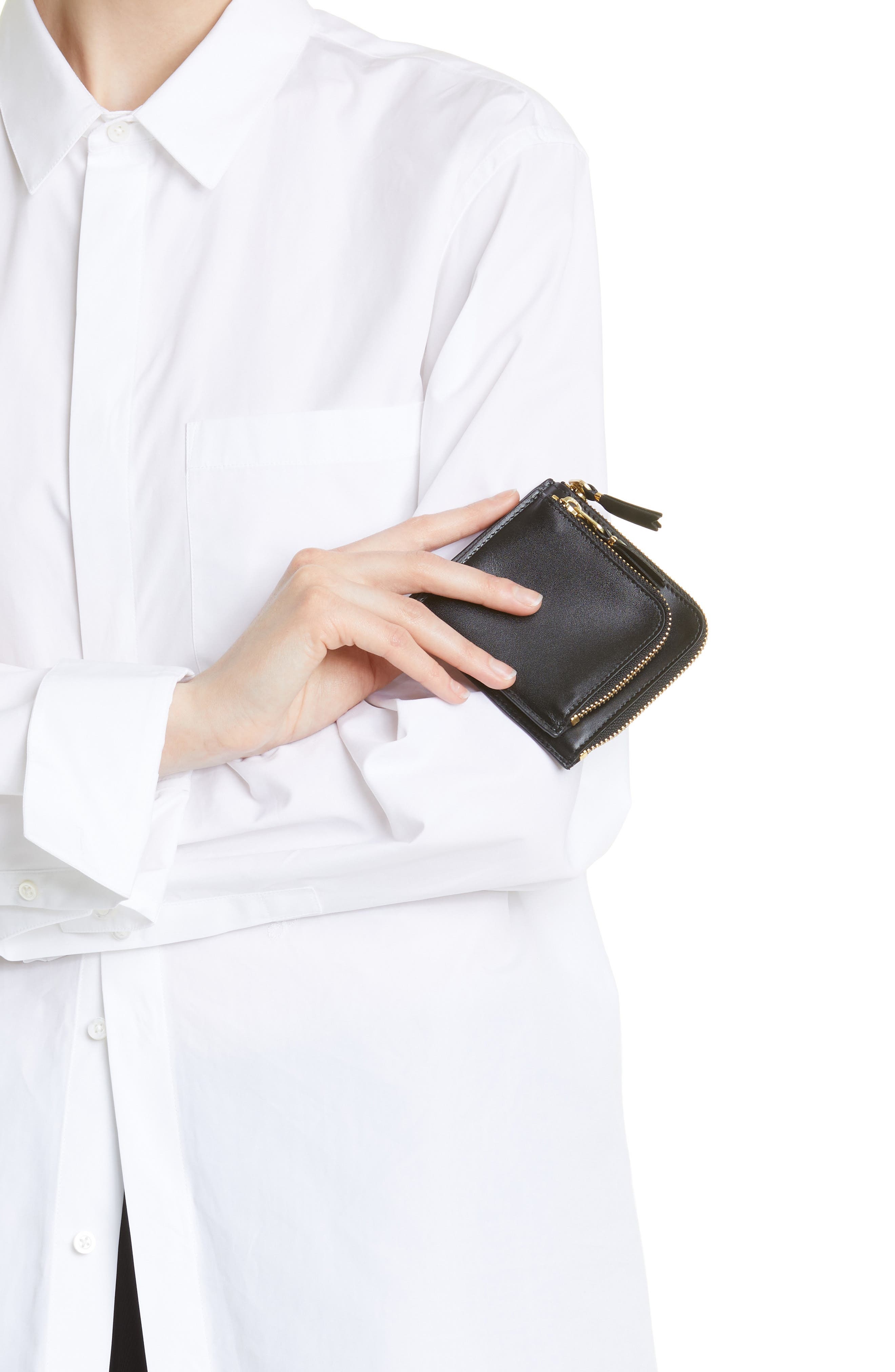 Outside Pocket Two-Compartment Half Zip Leather Wallet - 3