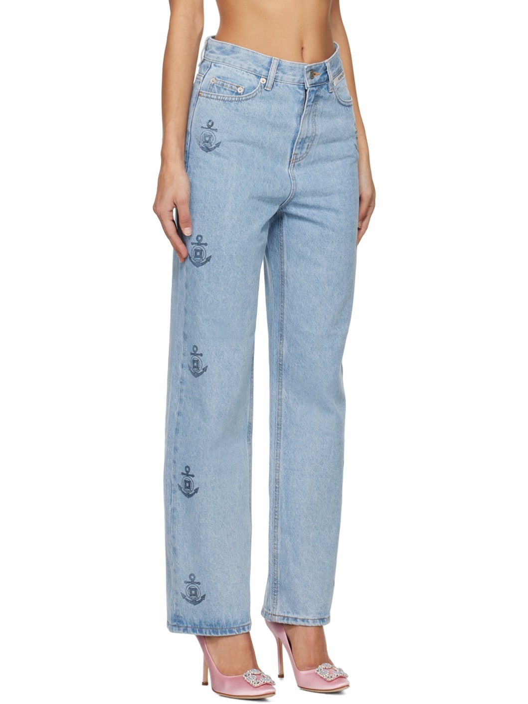 Blue Anchor Stamped Jeans - 2