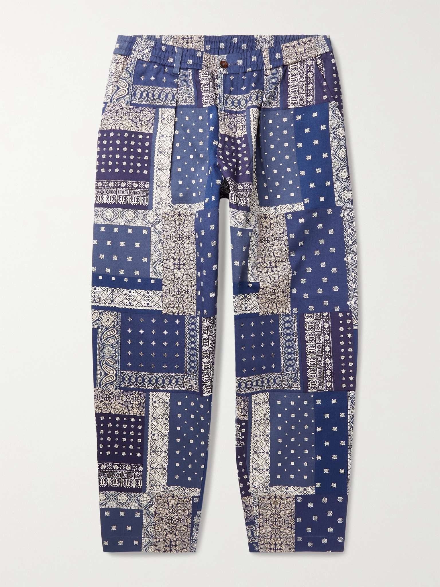 Tapered Pleated Bandana-Print Cotton Trousers - 1