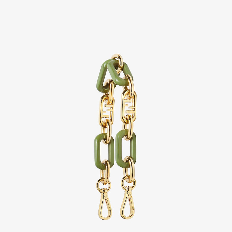 Mini Strap You Gold-color metal and green chain shoulder strap 1