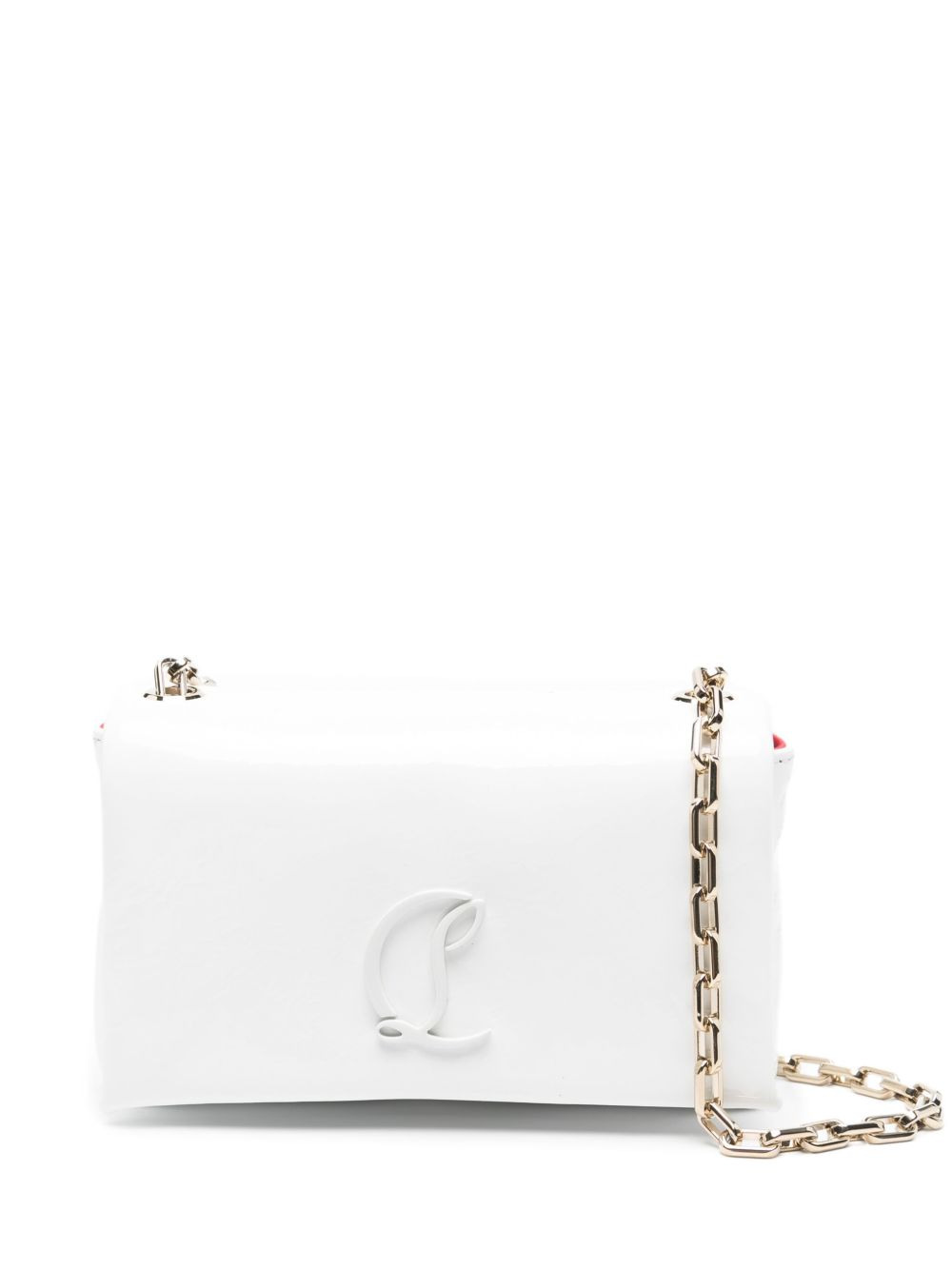 Loubi54 patent leather logo-plaque clutch - 1