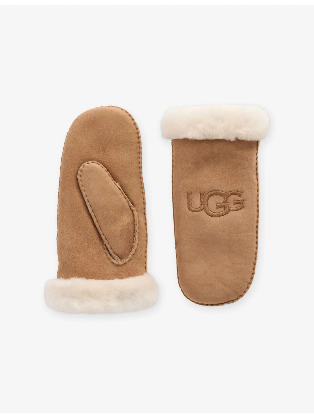 Logo-Embroidered Sheepskin Mittens - 1
