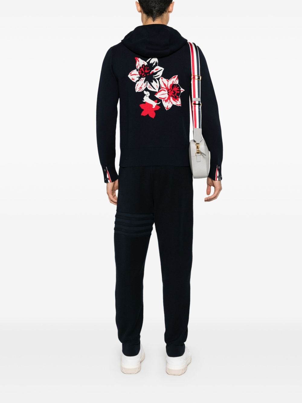 floral-jacquard hooded cardigan - 2