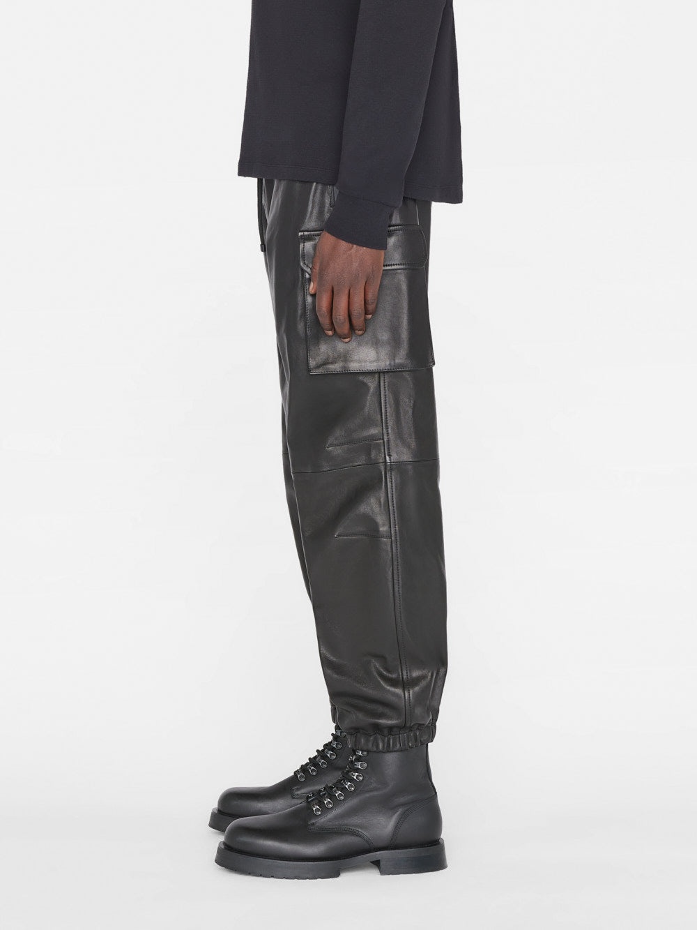 Cargo Leather Pant in Noir - 5