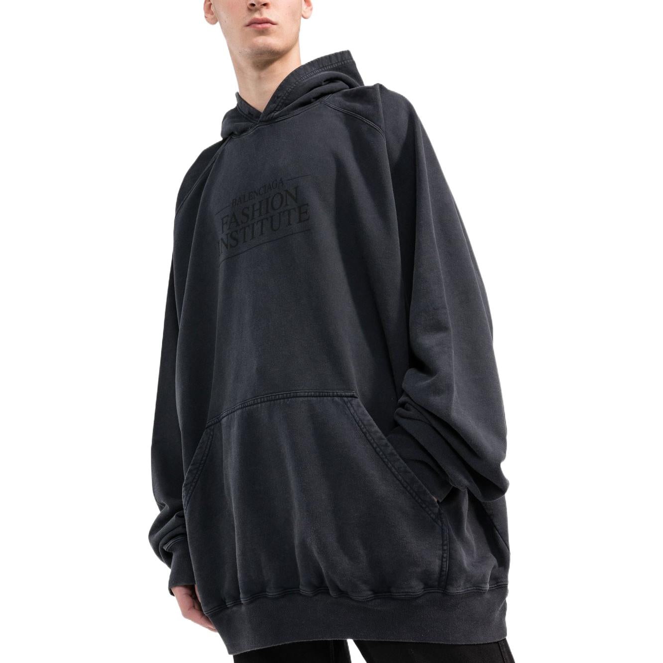 Balenciaga Fashion Institute Oversized Hoodie 'Washed Black' 697879TMVK18190 - 4
