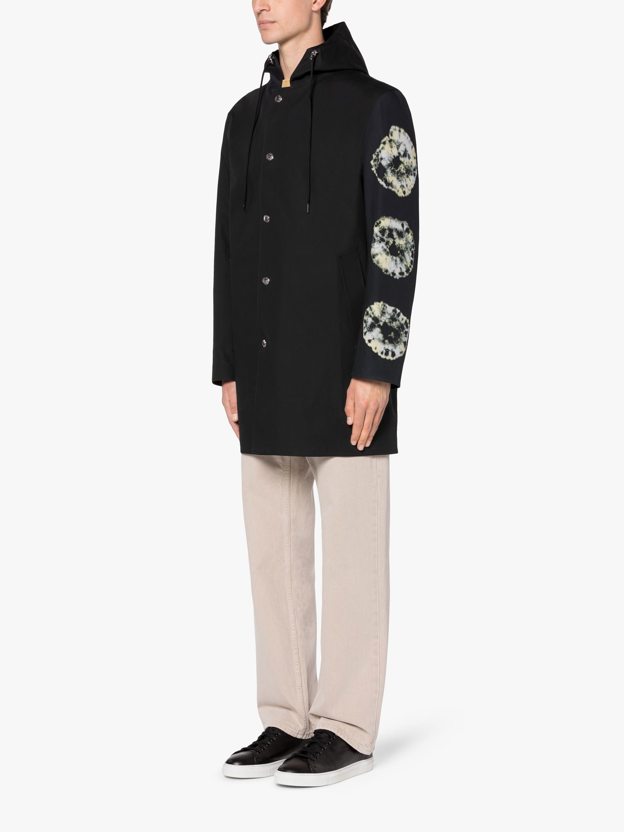 JOHN ELLIOTT BLACK SHIBORI DYE BONDED COTTON HOODED COAT - 4