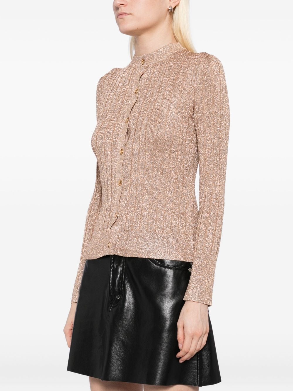 metallic-threading cardigan - 3