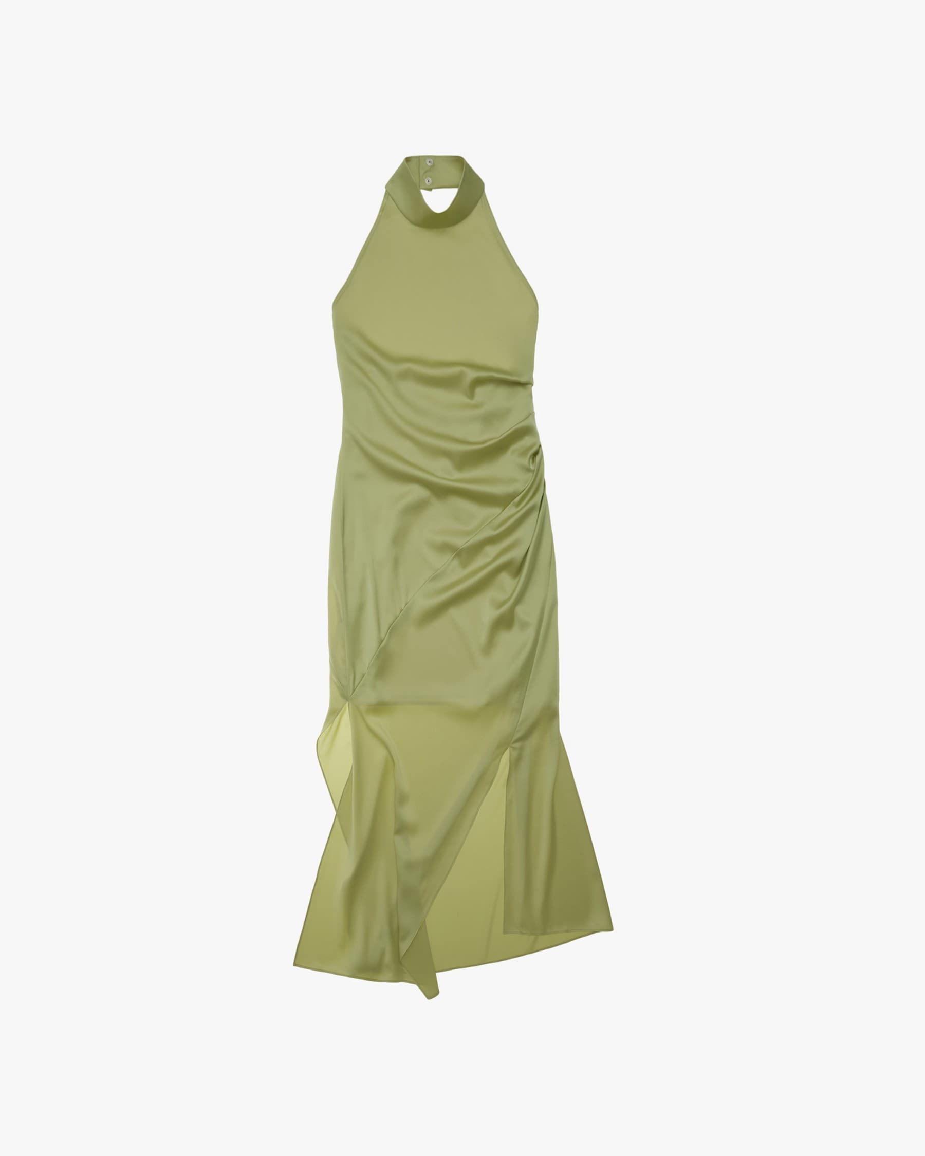 STRETCH SILK HALTER DRESS - 1