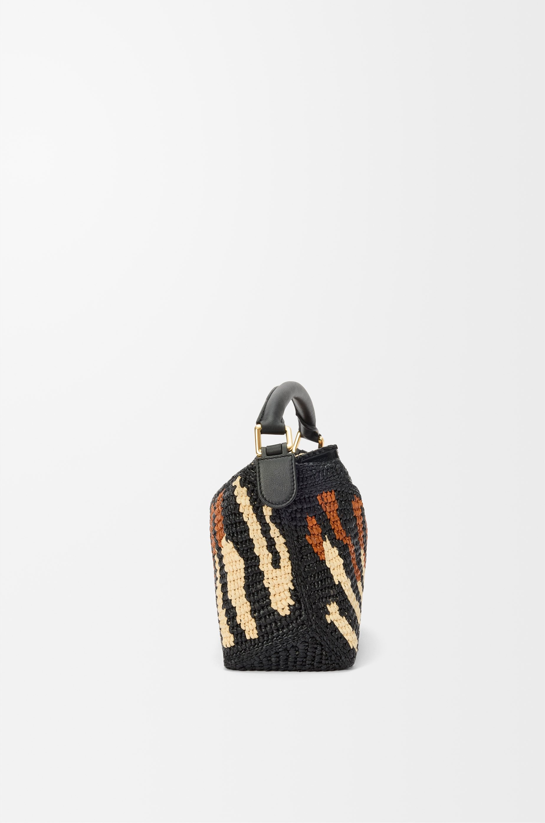 Small Puzzle Edge bag in raffia and calfskin - 5