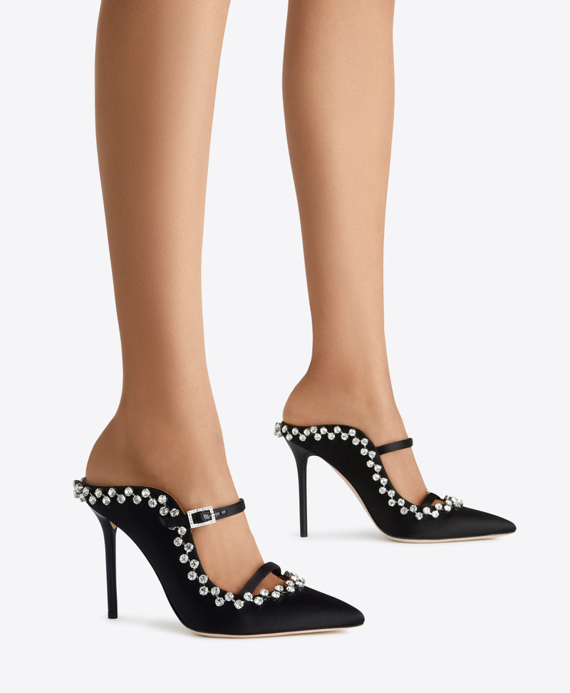 Gala 100 Black Satin Mules 5