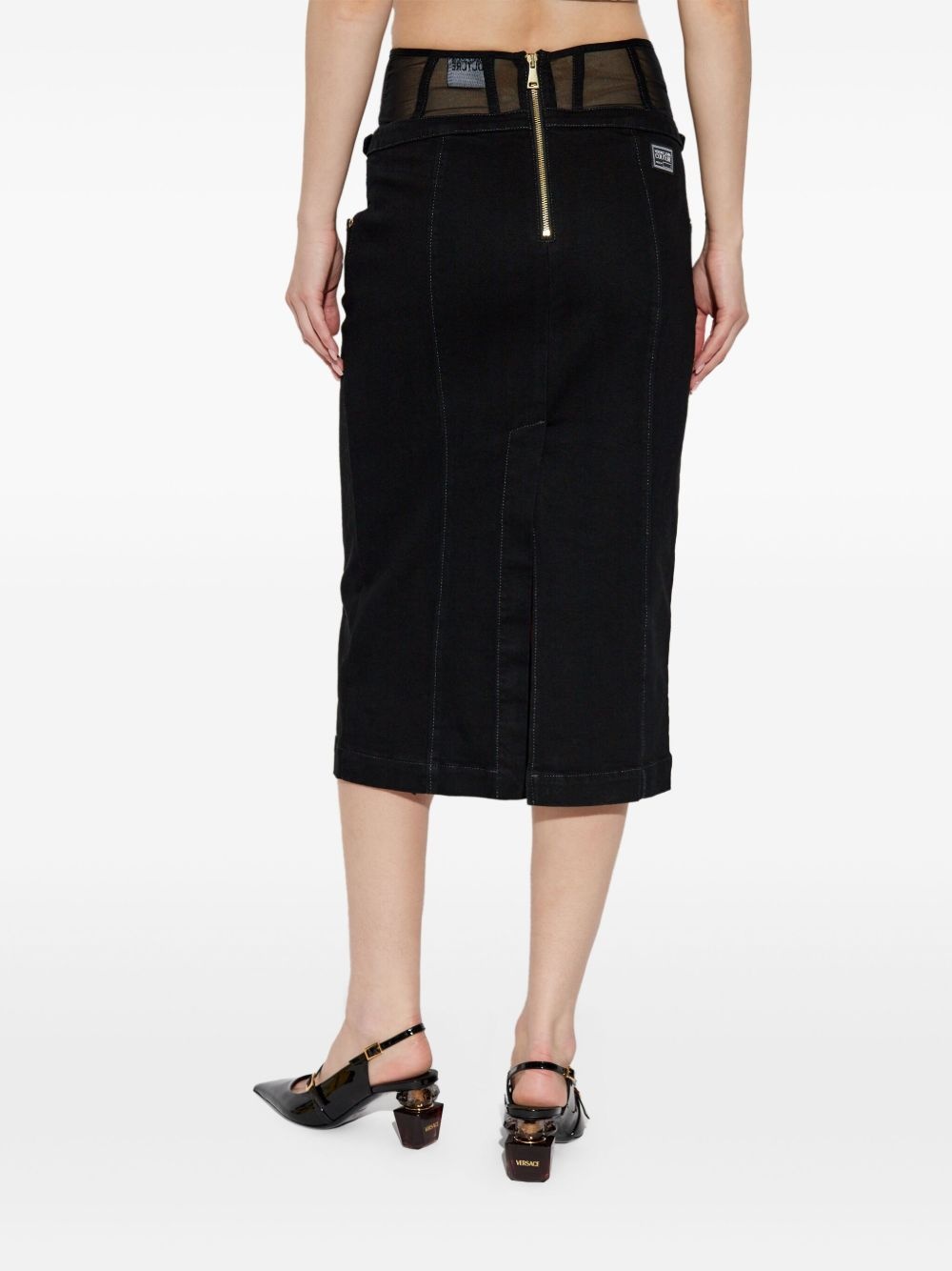 Barocco-buckle denim skirt - 4