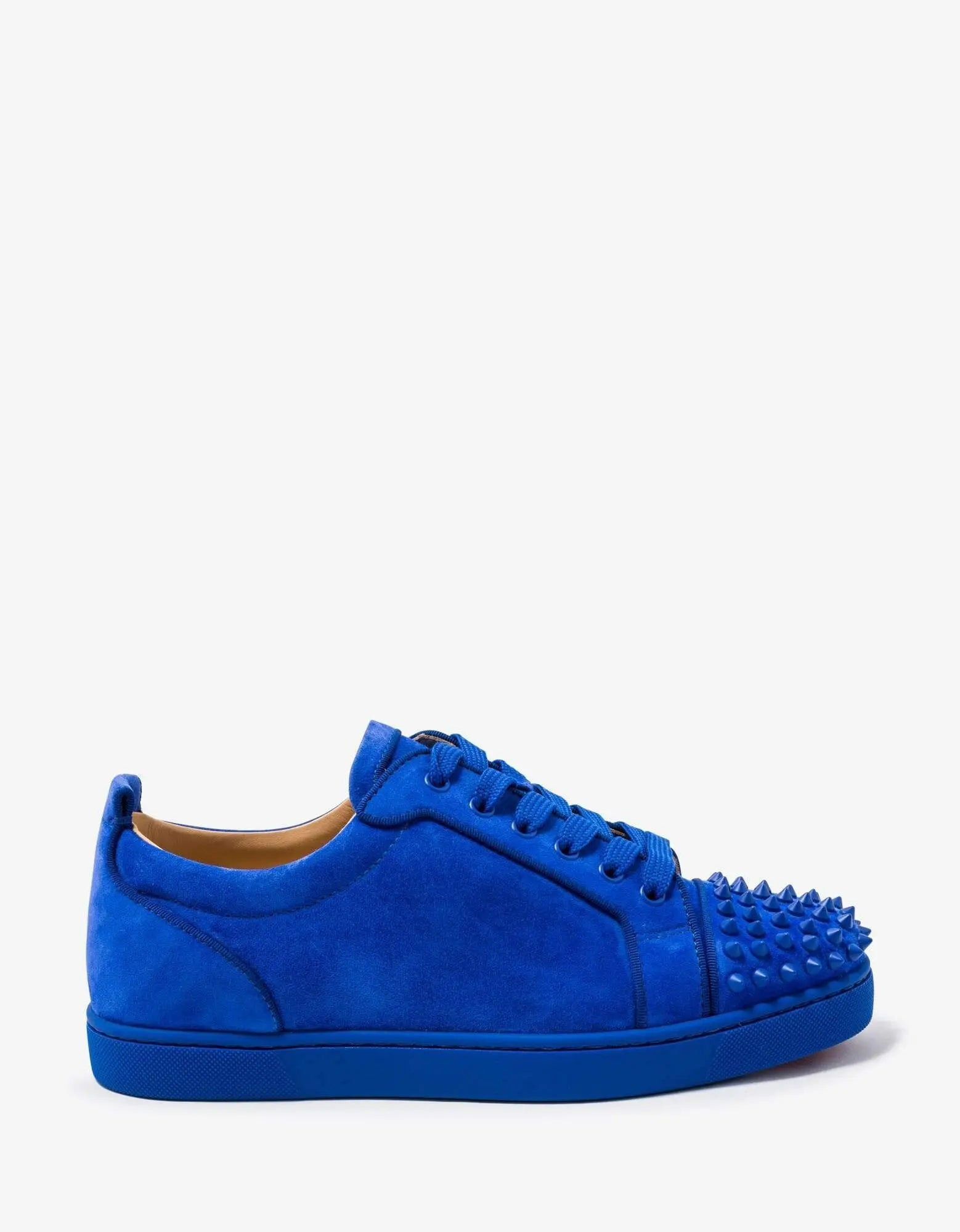 Christian Louboutin Louis Junior Spikes Orlato Blue Suede Trainers - 3