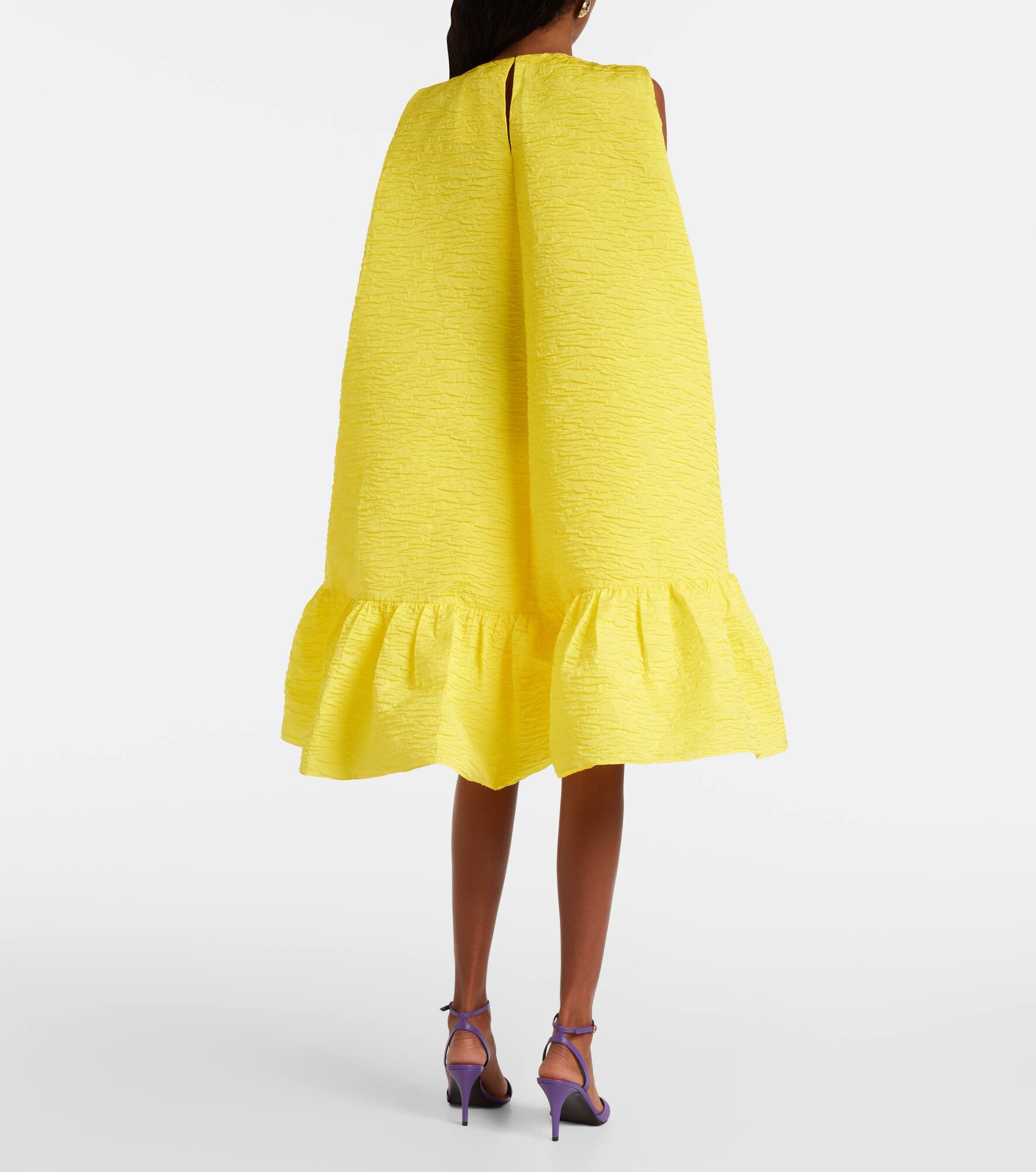 Elia caped ruffled cloque minidress - 3