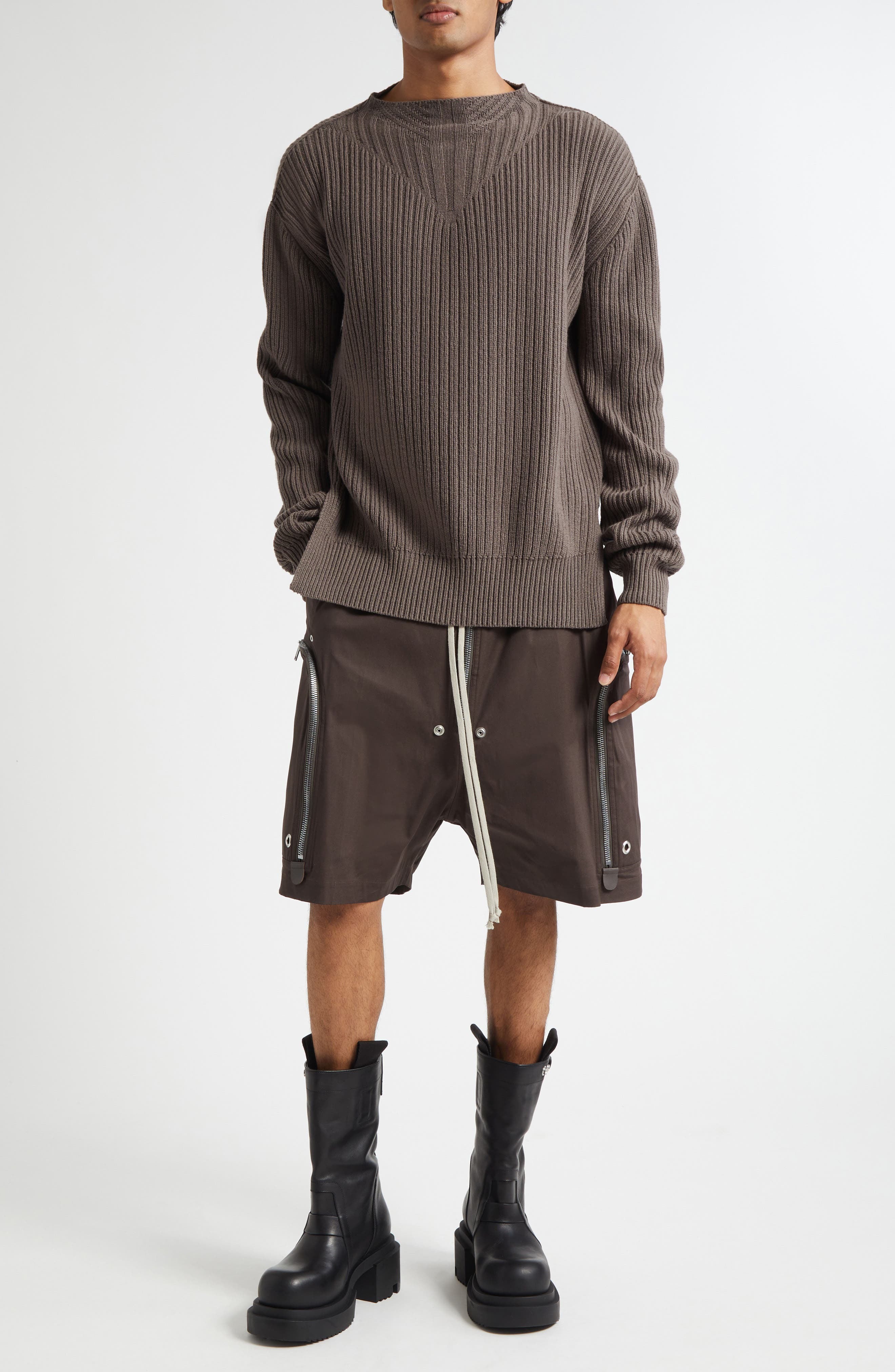 Rick Owens Fisherman Wool Sweater in Dust at Nordstrom - 2